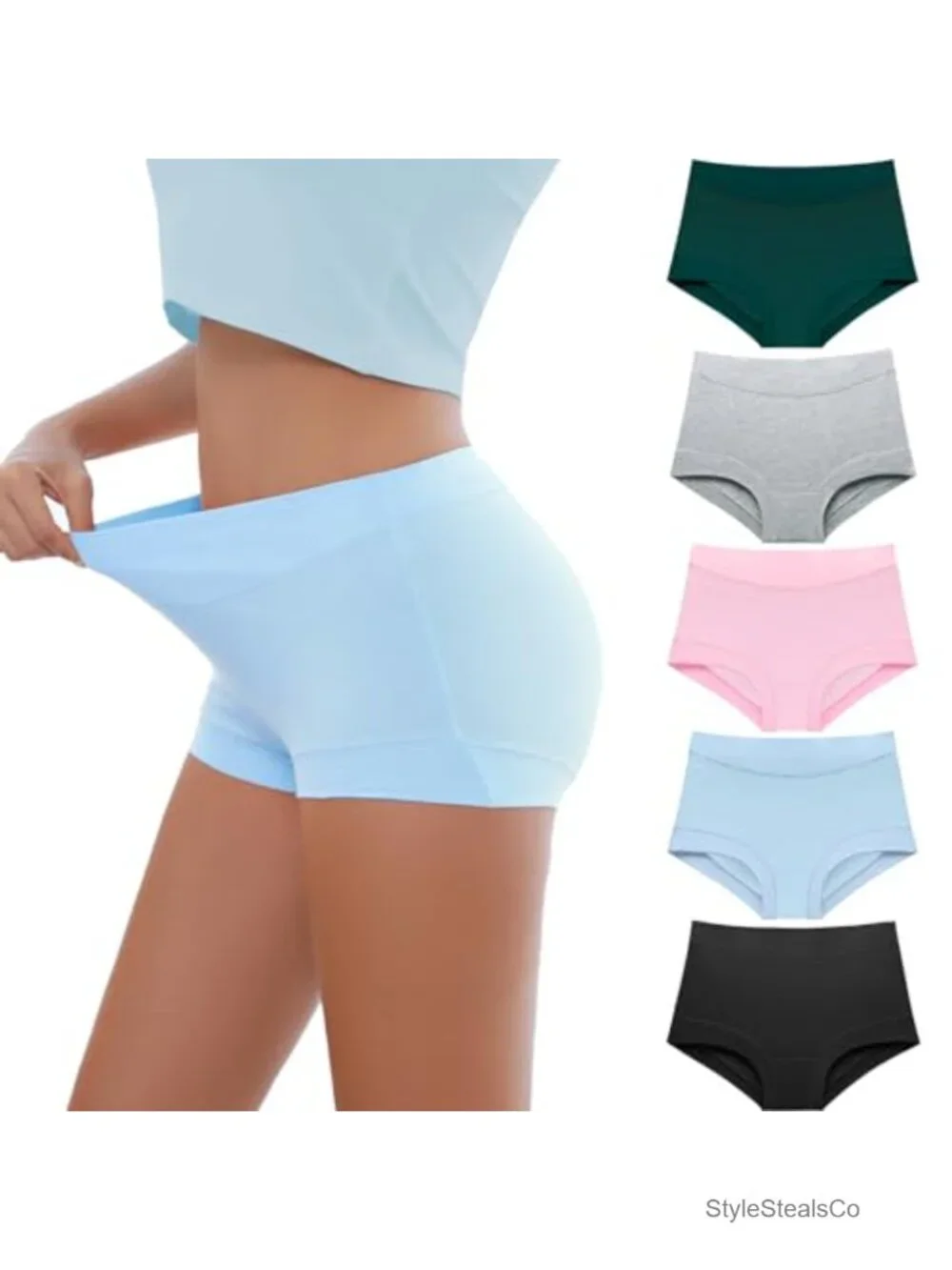 Cotton Boy Shorts for Women, High Waisted Full Coverage Panties